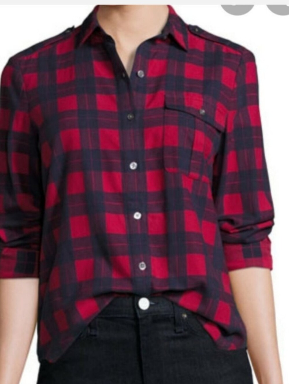 ATM Anthony Thomas Melillo Plaid Red Black Cotton Flannel Button Down Shirt S